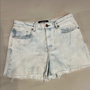 Express Blue Jean Shorts High-Waisted Frayed Hem